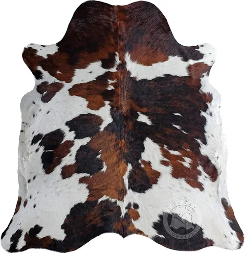 Miniatura 9 de Sunshine Cowhides Alfombra de piel de vaca genuina, piel rústica de vaca para sala de estar, dormitorio, comedor y oficina, piel gruesa de animal