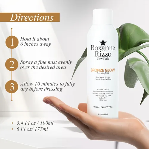 Miniatura 4 de Bronze Glow - Spray bronceador instantáneo para rostro y cuerpo - Bruma bronceadora hidratante - Se mezcla en todos los tonos de piel - Spray