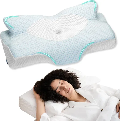 Miniatura 16 de Almohadas cervicales de espuma viscoelástica Elviros para el dolor de cuello y hombros, almohada para el cuello para dormir, almohadas para dormir