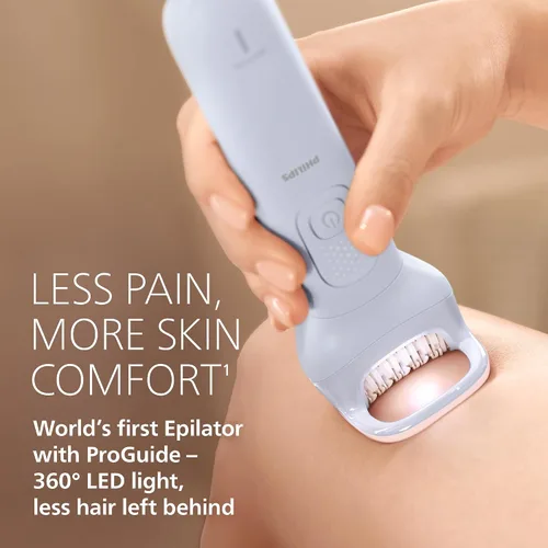 Miniatura 3 de Philips Depiladora Serie 8000 - Depiladora eléctrica inalámbrica en seco y húmedo, depiladora para piernas y cuerpo, con ProGuide, 3 accesorios, 60