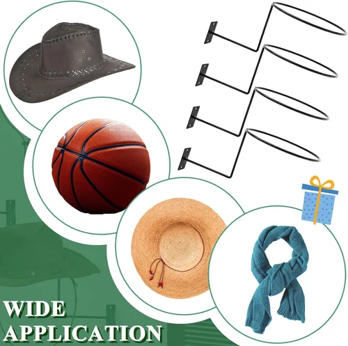 Miniatura 3 de TiciKim Paquete de 4 soportes de metal para sombreros de vaquero, colgador de sombreros de pared para exhibición en la pared, organizador