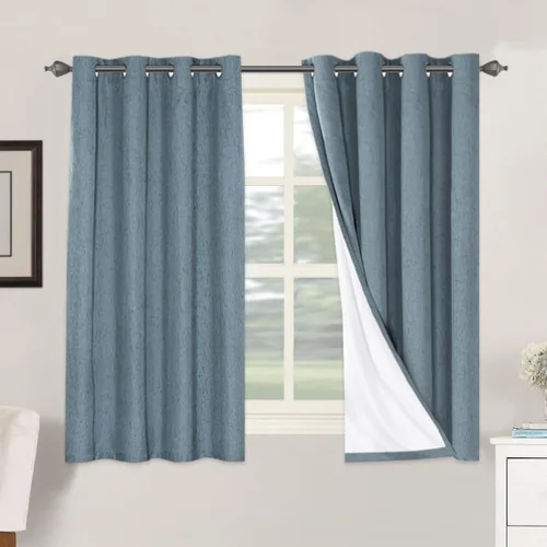 Miniatura 204 de H.VERSAILTEX Cortinas opacas de lino de 72 pulgadas de largo, 100% absolutamente opacas, con aislamiento térmico, con textura de lino, cortinas