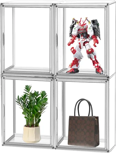 Miniatura 10 de Paquete de 1 estuche de acrílico extra XXXL de 17.7 x 13 x 13 pulgadas, organizador de bolso transparente, contenedores de almacenamiento apilables