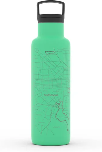 Miniatura 35 de Well Told Botella de agua aislada con mapa de Washington DC grabado, botella de acero inoxidable grabada (21 onzas, blanco) botella aislada de mapa