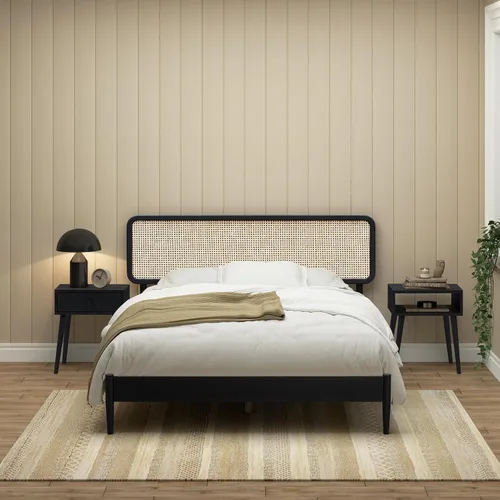 Miniatura 16 de NTC Lupin - Base de cama de madera con cabecero, base de madera de roble macizo y goma con listones silenciosos y soportes centrales de madera