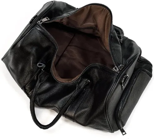 Miniatura 2 de Bolsa de viaje grande de cuero, bolsa de viaje para gimnasio, deportes, vuelo, cabina, bolsa de cuero para el fin de semana de la noche, bolsa