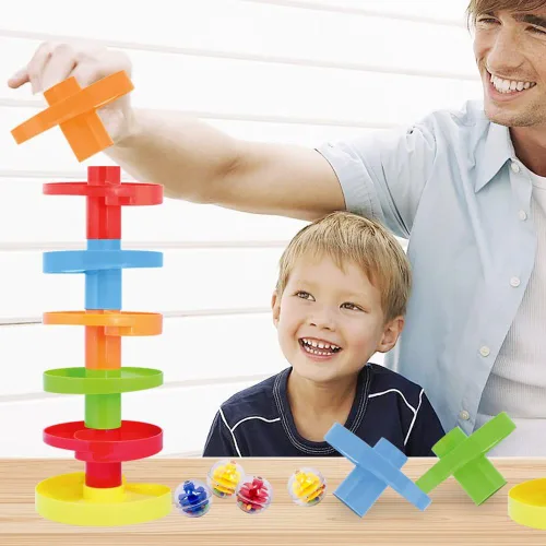 Miniatura 7 de WEofferwhatYOUwant Juguete de bola – Juego de torre STEM expandible de 14 piezas para niños pequeños de 9 meses Puente de bricolaje, bolas