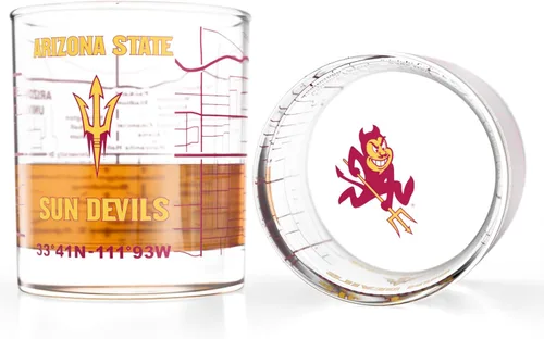 Greenline Goods Vasos de whisky de Arizona State University College (juego de 2), 10 onzas - Logotipo a todo color + mapa del campus