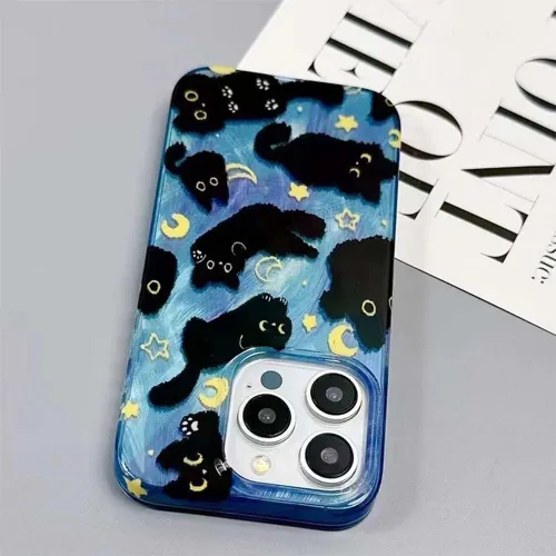 Miniatura 6 de Funda de teléfono para iPhone 11 con patrón de gato lindo, estética, genial y femenina con correa de encantos de teléfono y cadena, funda protectora