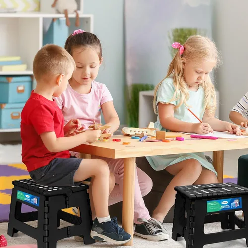 Miniatura 7 de Dyforce Taburete plegable de 9 pulgadas para niños y adultos, taburete de pie plegable y ligero para niños pequeños, cocina, baño, capacidad de 300