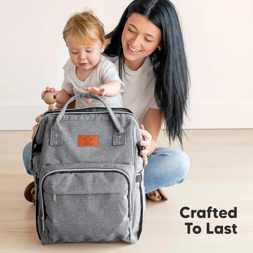 Miniatura 9 de KeaBabies - Mochila pañalera grande impermeable para viajes Gris clásico