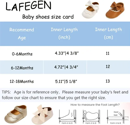 Miniatura 5 de LAFEGEN Zapatos planos Mary Jane para bebés y niñas con Bownot, suela suave, suela suave, piel sintética, recién nacidos, para primeros pasos