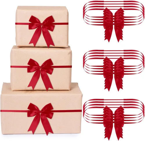 Miniatura 11 de Jetec 24 Piezas Lazos Elásticos de Navidad para Cajas de Regalo Bucles Rojos Elásticos Lazos Elásticos de Navidad para Decoración Envoltura de Blanco