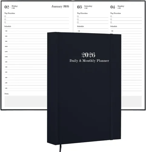 Agenda diaria y mensual 2026, agenda diaria 2026, una página por día, desde enero de 2026 a diciembre de 2026, libro de citas por hora de 5.8 x 8.3