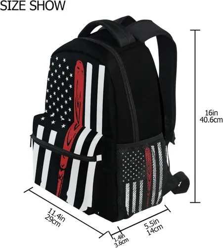 Miniatura 2 de Miaoquhe Mochila de béisbol con la bandera de Estados Unidos para niños, niñas, adolescentes, escuela, casual, mochila escolar para viajes, laptop