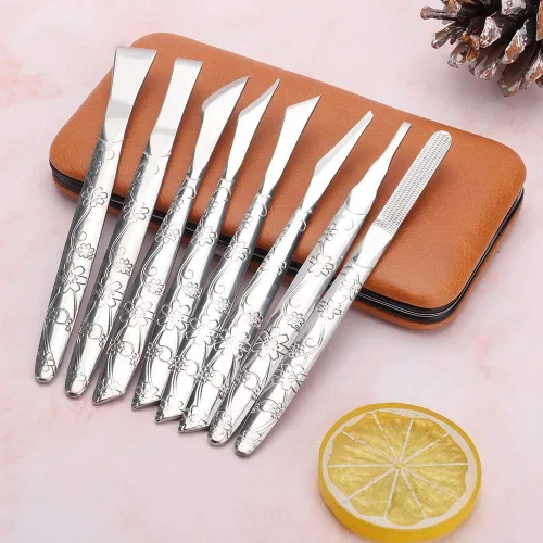 Miniatura 9 de Watris Veiyi 8 herramientas de pedicura para afeitadora de pies, juego de cuchillos de pedicura, kit de eliminación de piel muerta de acero