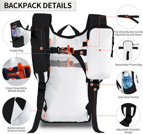 Miniatura 5 de Mochila de senderismo 10L/15L, pequeña, ligera, plegable, para viajes, plegable, resistente al agua, para mujeres y hombres (Blanco, 10L)