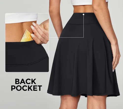Miniatura 4 de IUGA Faldas pantalón de 20 pulgadas hasta la rodilla para mujer con bolsillos, faldas de golf de cintura alta para mujer, falda larga casual