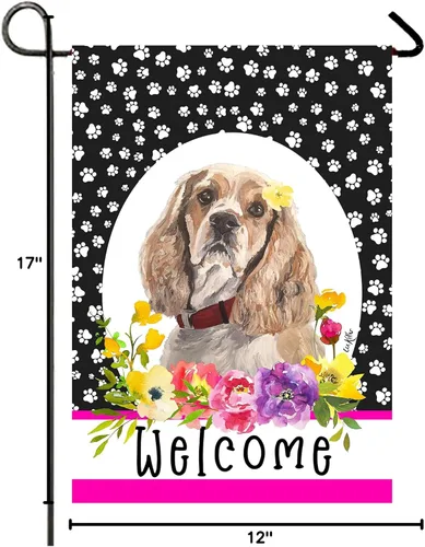 Miniatura 2 de Cocker Spaniel Buff - Bandera de jardín con estampado de huellas de Best of Breed