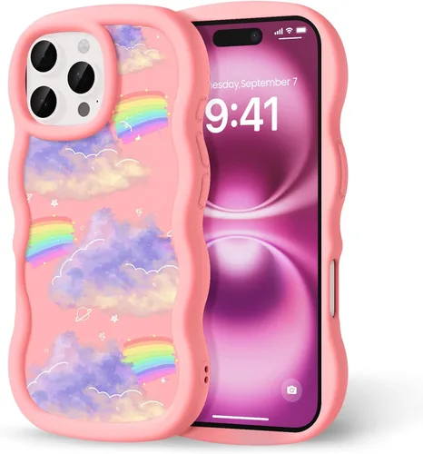 Miniatura 228 de Compatible con iPhone SE/8/7 Funda para Mujeres y Niñas, Marco Ondulado Rizado con Patrón Lindo, Estética Delgada Suave Silicona TPU Parachoques