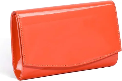 Miniatura 9 de WALLYN'S Carteras del cuero de la patente de las mujeres de la moda de los monederos del embrague, color sólido Fashion