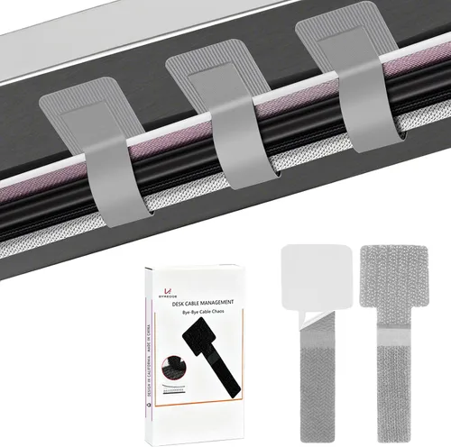 Miniatura 10 de Gestión de cables de escritorio, organizadores de cables para cordones - Actualización 48 PCS bridas de cable autoadhesivas negras con respaldo