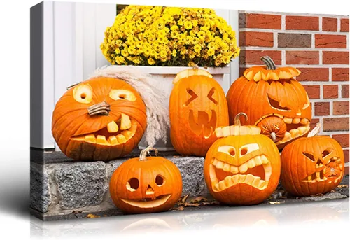 Miniatura 87 de Denozer - Pintura artística de pared de Halloween, impresión artística sobre lienzo para dormitorio, sala de estar, decoración de pared del hogar