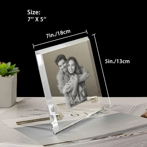 Miniatura 2 de Marco de fotos de cristal personalizado, marco de fotos de cristal grabado personalizado, regalo de fotos de recuerdo personalizado para el día