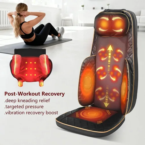 Miniatura 3 de Masajeador de cuello y espalda con calor – Shiatsu masajeador de espalda completa para caminar con amasado profundo y cojín de asiento vibración