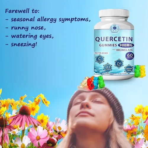 Miniatura 4 de Gomitas de quercetina – Quercetina con bromelina Vitamina C + Zinc Vitamina D3 – Quercetina Masticable 900mg Suplementos – Quercetina para niños