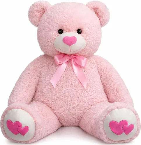 Miniatura 16 de HollyHOME Oso de Peluche Grande Animal de Peluche Oso Grande de Felpa con Corazón Rojo para Novia y Niños Juguete de Regalo de Vacaciones 36 Beige