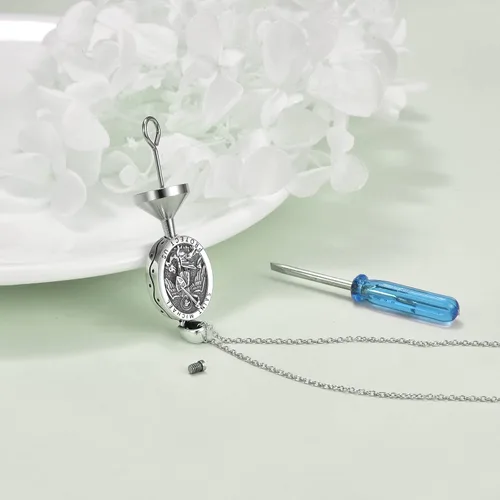 Miniatura 3 de YFN Collar de medalla de San Cristóbal de plata de ley, medallón de protección de viaje, Plata esterlina, Sin información.