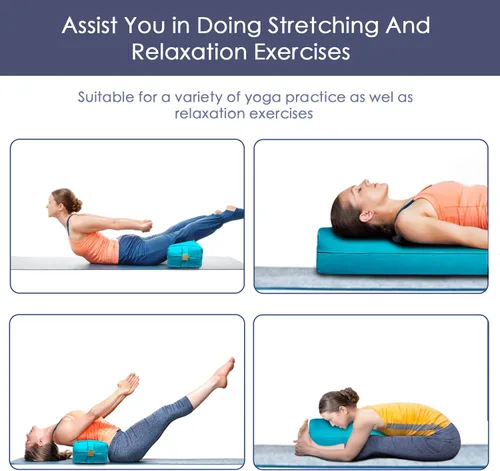 Miniatura 7 de Cojín de yoga de 26 x 10.5 x 5.5 pulgadas, cojín de meditación rectangular para masaje y apoyo de espalda, relleno de algodón transpirable, funda