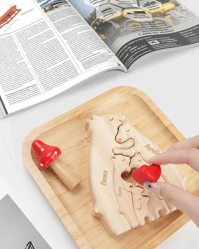 Miniatura 7 de Rompecabezas de madera personalizado con 2 a 7 nombres, personalizado para mamá, papá, miembros de la familia, rompecabezas personalizado con nombre