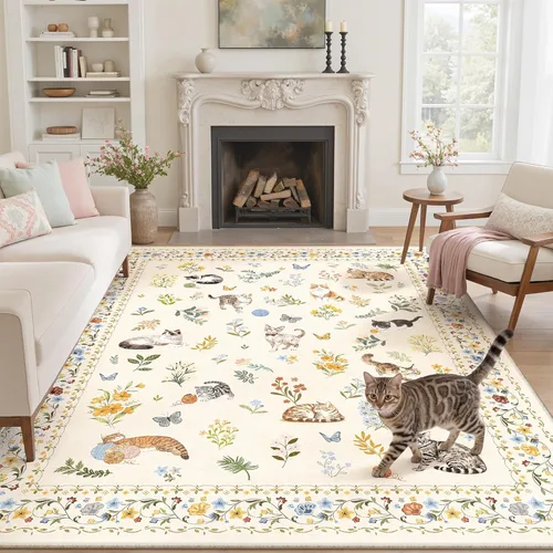 Miniatura 168 de Alfombra de pasillo Soalmost 2'6" x 10' lavable, alfombra antideslizante para cocina, baño, lavandería, alfombras vintage ultra delgadas para Beige