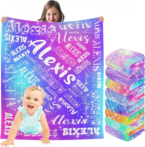 Miniatura 19 de InterestPrint Manta de bebé personalizada con nombre, lindo muñeco de nieve negro, manta personalizada con nombre para niños, niñas, niños, manta