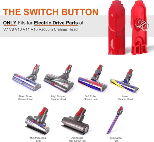 Miniatura 2 de Varita de Extensión/Pestillo de Clip de Cabezal Limpiador Botón de Lengüeta Compatible con Dyson V7 V8 V10 V11 V15 Partes de Transmisión Eléctrica