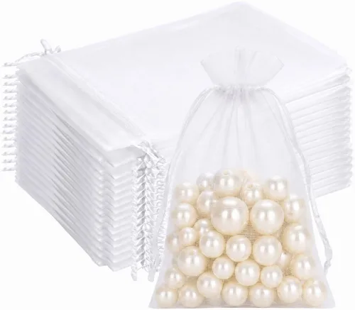 Miniatura 26 de G2PLUS Bolsas de organza moradas de 4 x 6 pulgadas, 100 bolsas de organza con cordón, bolsas de malla transparente para joyas, bolsa de regalo