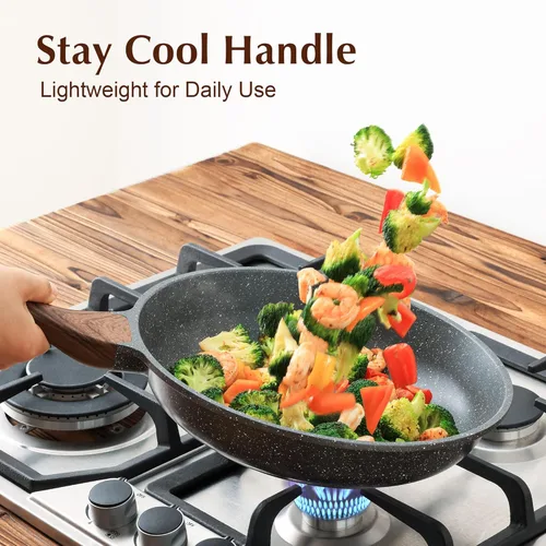 Miniatura 6 de SENSARTE Sartén antiadherente con tapa, sartén para tortilla con tapa, sartén de chef para cocina saludable, sartén antiadherente de cocina, libre