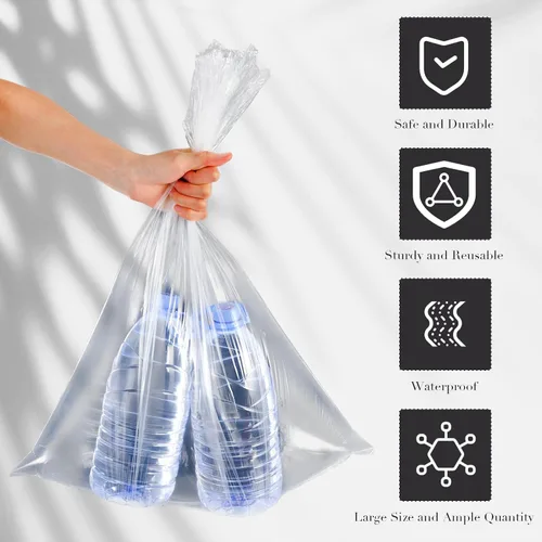 Miniatura 3 de Yeaqee 100 bolsas grandes de plástico transparente, bolsas de polietileno, embalaje de plástico, palomitas de maíz planas grandes para masa de pan
