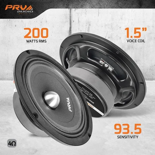 Miniatura 2 de PRV Audio Altavoz Buller de rango medio superficial de 8 pulgadas 8MR400B-4 delgado, 4 ohmios, altavoces delgados para automóvil de montaje poco