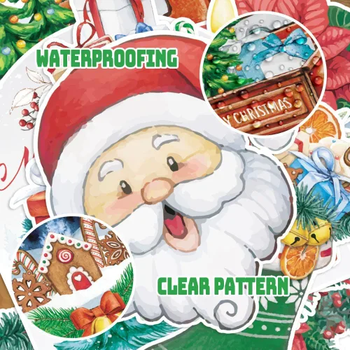Miniatura 3 de Hying Juego de 48 tablones de anuncios de árbol de Navidad, Papá Noel, decoración de muñeco de nieve, recortes de papel de cartulina