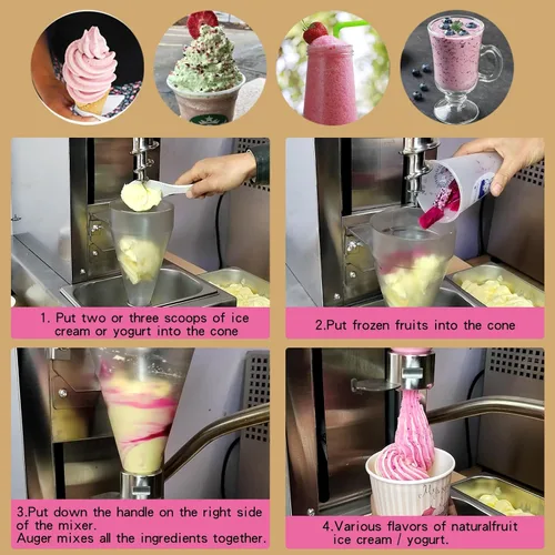 Miniatura 5 de Máquina de mezcla comercial de yogur congelado,Mezcladora de helado de batido de yogur,Mezcladora de acero inoxidable para yogur, batidos y yogur
