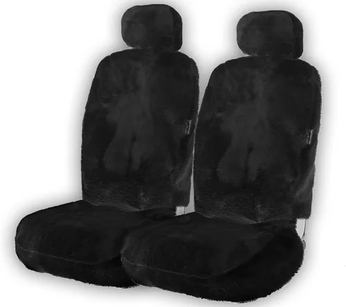 Miniatura 16 de ZONETECH Fundas de Asiento de Piel de Oveja Peludas Fundas de Asiento de Coche de Lana Merino Australiana Negra Accesorios de Auto de Piel Esponjosa