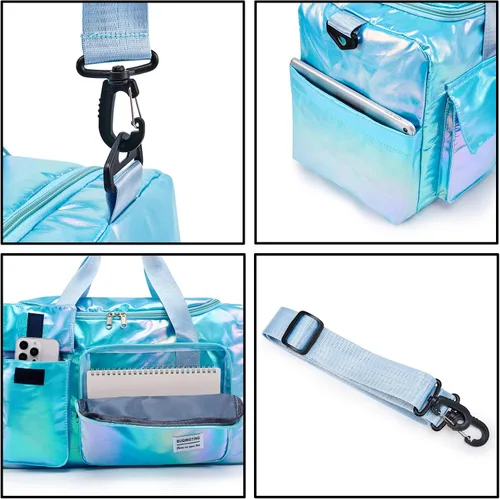 Miniatura 76 de Pequeña bolsa de gimnasio para mujer, bolsa de viaje con compartimento para zapatos
