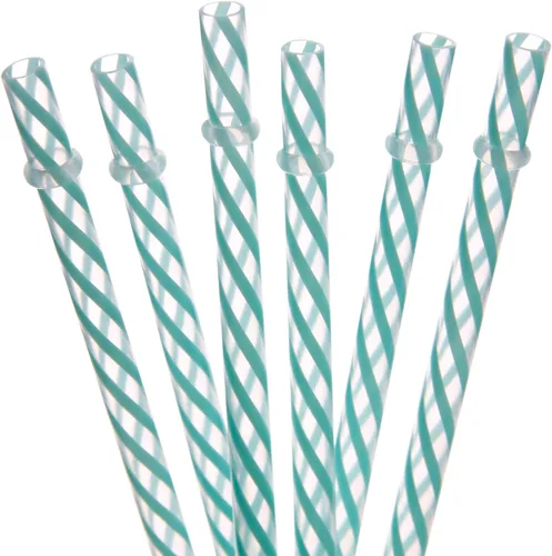 Dakoufish 12 pajitas gruesas de plástico reutilizables de 11 pulgadas, sin BPA, pajitas para tarros de masón, color a rayas pequeñas (11 pulgadas