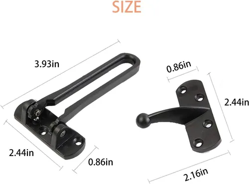 Miniatura 4 de Cerradura de refuerzo de puerta, cerradura de barra oscilante para seguridad en el hogar, cerraduras de puerta delantera para niños, aleación