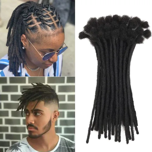 Miniatura 21 de Extensiones de rastas de cabello humano 100% real, de 0.1 in, 8 pulgadas, 10 hebras para hombres y mujeres, con cobertura de cabeza completa, hechas