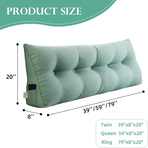 Miniatura 2 de Almohada triangular para cabecero individual, almohada de cama de cuña para respaldo, almohada de lectura, respaldo de posicionamiento de apoyo