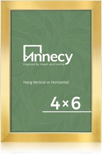 Annecy Portarretratos dorado de 4 x 6 pulgadas (1 unidad), marco de fotos de 4 x 6 pulgadas para decoración de pared o escritorio, estilo clásico